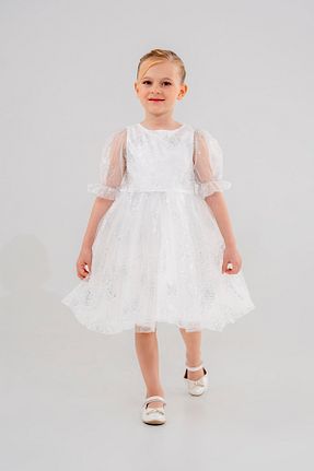لباس مجلسی و فارغ التحصیلی سفید بچه گانه توری Eray Kids - کد 883154320