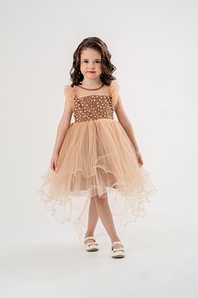 لباس مجلسی و فارغ التحصیلی قهوه ای بچه گانه توری Eray Kids - کد 883164043