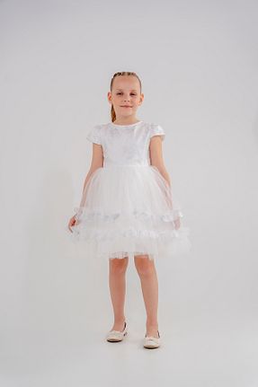 لباس مجلسی و فارغ التحصیلی سفید بچه گانه توری Eray Kids - کد 884228936