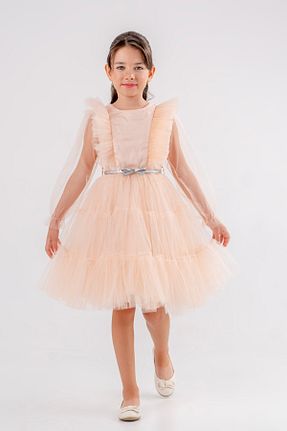 لباس مجلسی و فارغ التحصیلی صورتی بچه گانه توری Eray Kids - کد 882271785