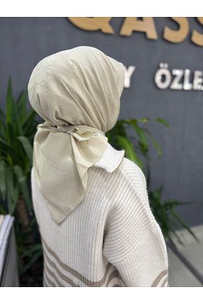 روسری بژ پنبه ای QASSA SHAL - کد 893315185