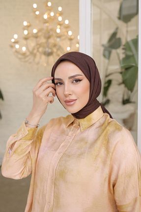 روسری قهوه ای پنبه ای QASSA SHAL - کد 893314140