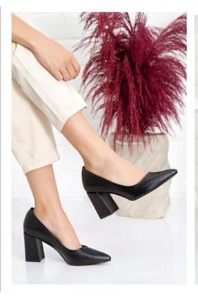 کفش پاشنه بلند کلاسیک مشکی زنانه چرم مصنوعی Chic Via - کد 891999761