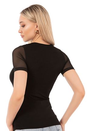 بلوز مشکی زنانه ساده ÖZKAN underwear - کد 827693006