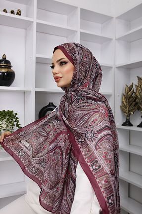 شال زرشکی زنانه ابریشم feronis - کد 892027176