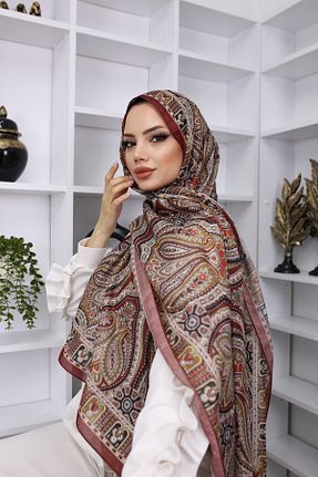 شال نارنجی زنانه ابریشم feronis - کد 892027151