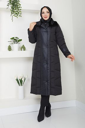 پالتو پشمی حجاب مشکی زنانه رگولار Günay Karaca - کد 806349742