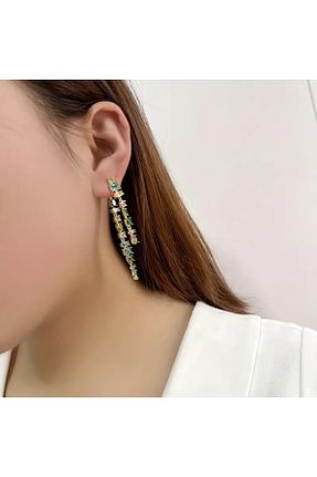 گوشواره نقره سبز زنانه 925 عیار begüm jewelery - کد 893331392