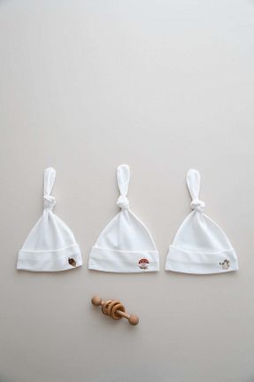 کلاه سفید بچه گانه پنبه ای OhlalaKoala - کد 808242852