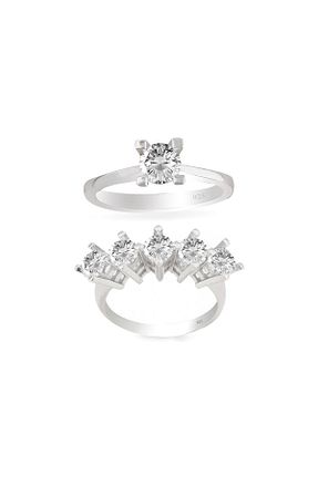 انگشتر نقره سفید زنانه زیرکن Silveranka - کد 416133736