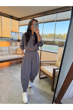 ست بالاتنه و پائین تنه طوسی زنانه رگولار caddstore - کد 892066582