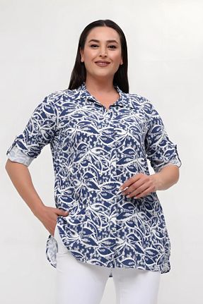 پیراهن سایز بزرگ آبی زنانه سایز بزرگ Hanezza - کد 410924016