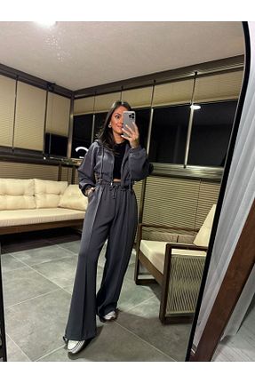 ست بالاتنه و پائین تنه طوسی زنانه اورسایز caddstore - کد 892066338