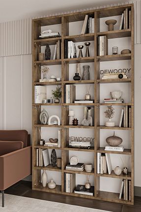 قفسه کتاب قهوه ای 178 سانتی متر LİYANO - کد 801931535
