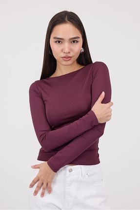 بلوز زرشکی زنانه ساده Addax - کد 881327640