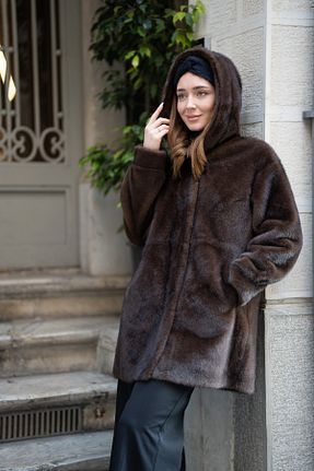 پالتو پشمی قهوه ای زنانه گشاد Ragazze Ventenni - کد 893342171