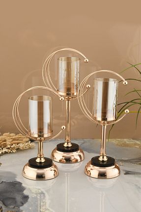 شمعدان و شمع گیر زرد فلزی AKSESUAR EVRENİ - کد 892082945