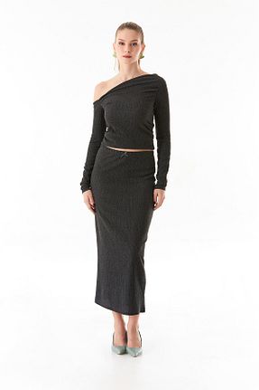 دامن طوسی زنانه پارچه Fullamoda - کد 892085022