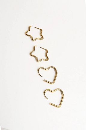 گوشواره استیل (فولاد) زرد بچه گانه استیل ضد زنگ MakeWell - کد 879643956