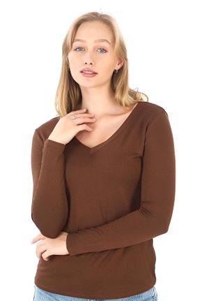 تیشرت قهوه ای زنانه رگولار penyebizden - کد 892269370