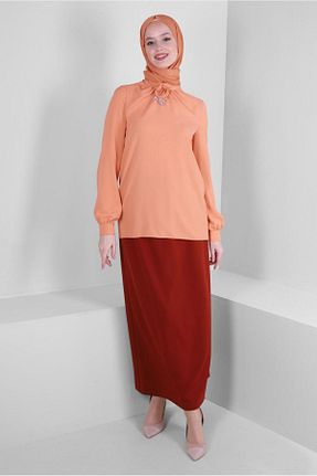 دامن حجاب نارنجی زنانه کمر کش دار Alvina - کد 803518656