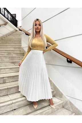 دامن سفید زنانه پنبه پلی استر BLUSS - کد 892233780