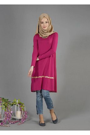 تونیک حجاب صورتی زنانه ویسکون TRENDTESETTÜR - کد 96111697