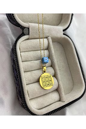 گردنبند استیل ( فولاد ) طلائی زنانه استیل ضد زنگ MerveninYaziAtolyesi - کد 800971080