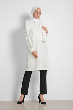 تونیک حجاب بژ زنانه مخلوط پلی استر TRENDTESETTÜR - کد 97169659