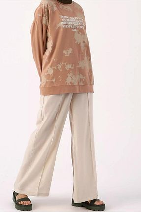 تونیک حجاب قهوه ای زنانه پنبه ای TRENDTESETTÜR - کد 248445107