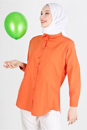 تونیک حجاب نارنجی زنانه پنبه پلی استر TRENDTESETTÜR - کد 259962164