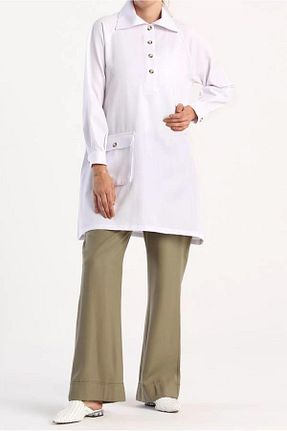 تونیک حجاب سفید زنانه ویسکون TRENDTESETTÜR - کد 248086246