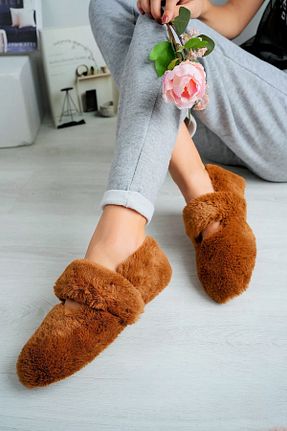 دمپائی خانگی قهوه ای زنانه مخملی Bright - کد 893403330