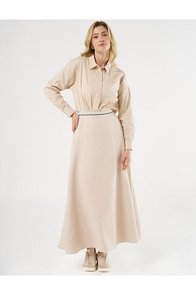 دامن حجاب بژ زنانه رگولار Kayra - کد 892294369