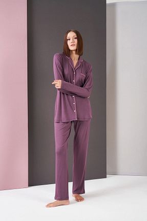 ست لباس راحتی بنفش زنانه Puantiyeli Pjs Pijama - کد 869652054