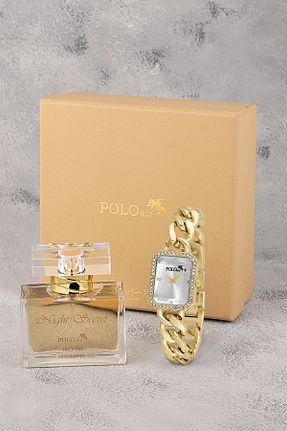 ست ساعت مچی طلائی زنانه فلزی polo air - کد 892306109
