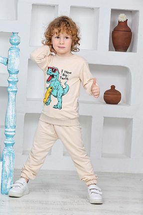 ست بالاتنه و پائین تنه بژ بچه گانه بافت relax kids - کد 893544787