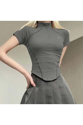 تیشرت طوسی زنانه رگولار Köstebek - کد 749397412