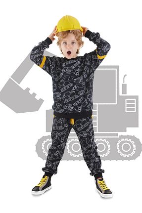 ست گرمکن مشکی بچه گانه پنبه پلی استر Denokids - کد 844620685