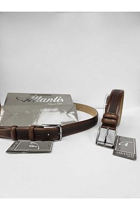 کمربند قهوه ای مردانه چرم خالص Atlantis Collection - کد 892337510