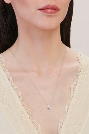 گردنبند طلا سفید زنانه 8 عیار Altınbaş - کد 892337509