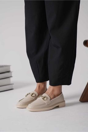 کفش لوفر بژ زنانه چرم لاکی CİMİLİ SHOES - کد 794246491