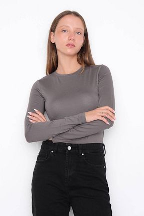 بلوز طوسی زنانه ساده Addax - کد 760659651
