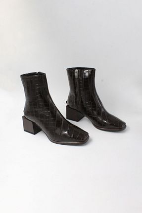 بوت / نیم بوت قهوه ای زنانه چرم مصنوعی ENDİCAN - کد 892345998