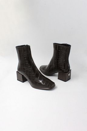 بوت / نیم بوت قهوه ای زنانه چرم مصنوعی ENDİCAN - کد 892345998