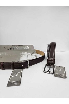 کمربند قهوه ای مردانه چرم خالص Atlantis Collection - کد 892348628