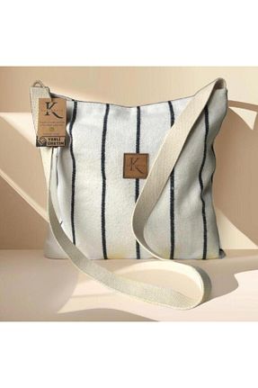 کیف پستچی سفید زنانه پارچه ای KADIKÖYLÜ - کد 894119151