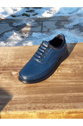 کفش کلاسیک سرمه ای مردانه چرم خالص LİCCAS - کد 892359573