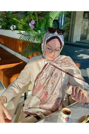 دستمال گردن قهوه ای زنانه ابریشم diorel - کد 890954897