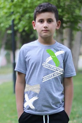 تیشرت طوسی بچه گانه رگولار FYK KİDS - کد 259377321